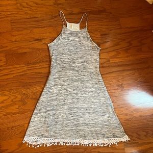 Sage small gray knit dress with lace trim